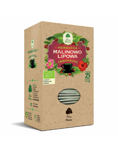 HERBATKA MALINOWO - LIPOWA BIO (25 x 2,5 g) 62,5 g - DARY NATURY