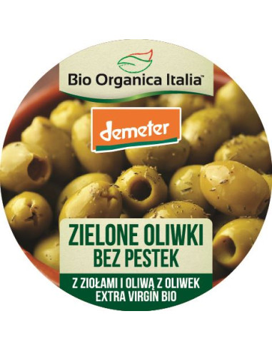 OLIWKI ZIELONE BEZ PESTEK Z ZIOŁAMI DEMETER BIO 125 g - BIO ORGANICA ITALIA