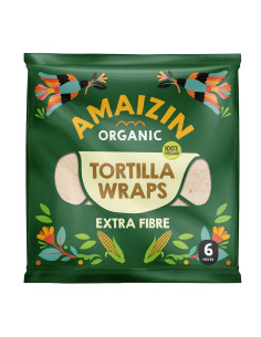 TORTILLA WRAPS Z OTRĘBAMI (ŹRÓDŁO BŁONNIKA POKARMOWEGO) BIO (6 szt.) 240 g - AMAIZIN