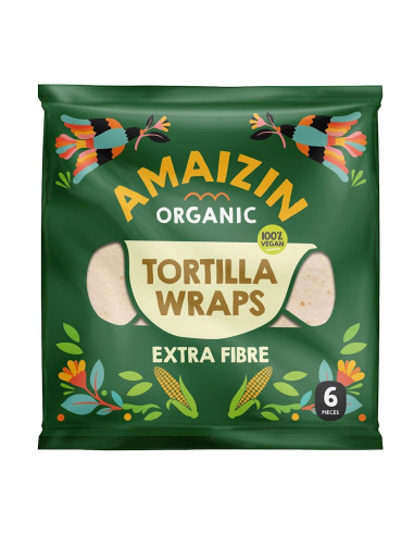 TORTILLA WRAPS Z OTRĘBAMI (ŹRÓDŁO BŁONNIKA POKARMOWEGO) BIO (6 szt.) 240 g - AMAIZIN