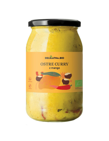 CURRY OSTRE Z MANGO I KASZTANAMI BIO 900 ml - DELIKATNA