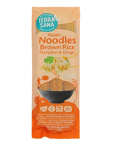 MAKARON (RYŻOWY RAZOWY Z DYNIĄ I IMBIREM) NOODLE SPAGHETTI BEZGLUTENOWY BIO 250 g - TERRASANA