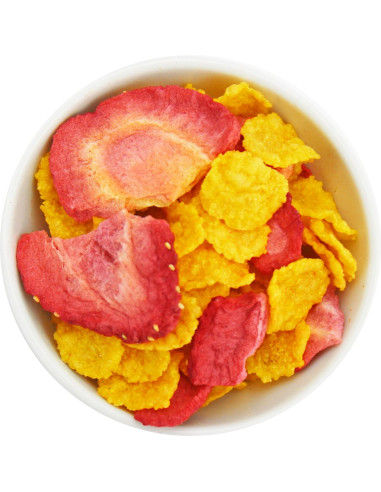 PŁATKI KUKURYDZIANE Z TRUSKAWKAMI BEZ DODATKU CUKRÓW BIO (SUROWIEC) (8 kg)
