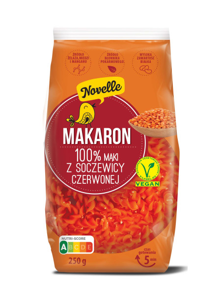 MAKARON PROTEINOWY (Z SOCZEWICY CZERWONEJ) ŚWIDERKI 250 g - NOVELLE