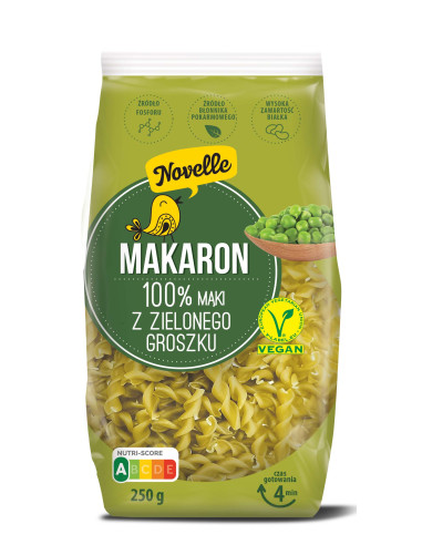 MAKARON PROTEINOWY (Z GROSZKU ZIELONEGO) ŚWIDERKI 250 g - NOVELLE