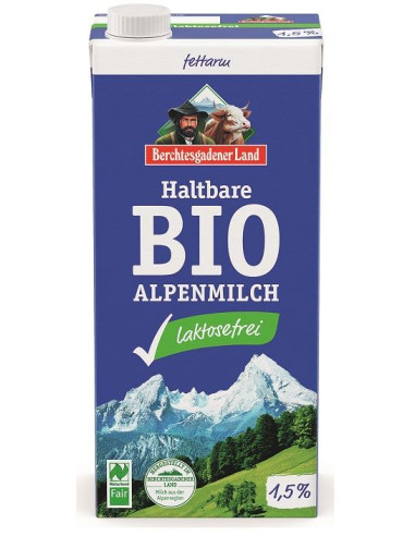 MLEKO ALPEJSKIE UHT O OBNIŻONEJ ZAWARTOŚCI LAKTOZY (min. 1,5 % TŁUSZCZU) BIO 1 L - BERCHTESGADENER LAND