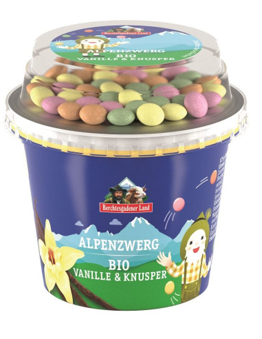 JOGURT WANILIOWY Z KOLOROWYMI DRAŻETKAMI CZEKOLADOWYMI BIO 137 g - BERCHTESGADENER LAND