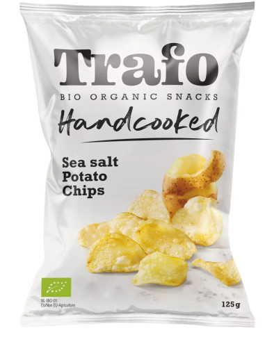 CHIPSY ZIEMNIACZANE CIENKO KROJONE Z SOLĄ MORSKĄ BIO 125 g - TRAFO
