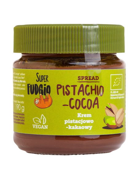 KREM PISTACJOWO - KAKAOWY BEZGLUTENOWY BIO 190 g - ME GUSTO (SUPER FUDGIO)