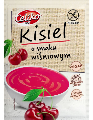 KISIEL O SMAKU WIŚNIOWYM BEZ DODATKU CUKRÓW BEZGLUTENOWY 40 g - CELIKO