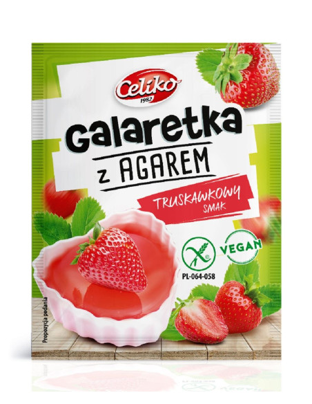 GALARETKA Z AGAREM O SMAKU TRUSKAWKOWYM BEZGLUTENOWA 45 g - CELIKO