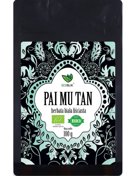 HERBATA BIAŁA LIŚCIASTA PAI MU TAN BIO 100 g - ECOBLIK