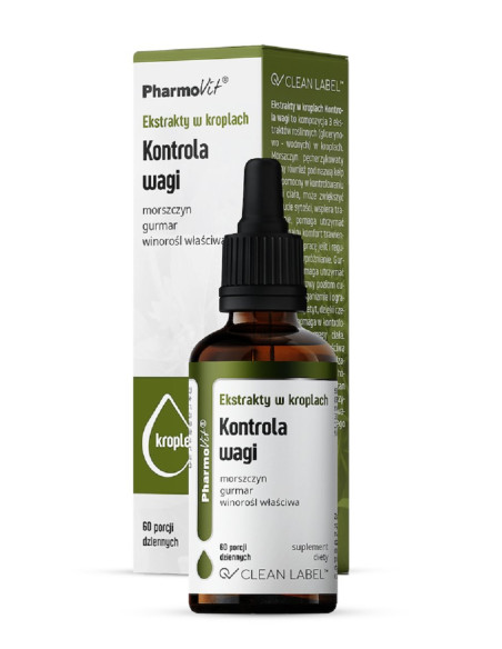 EKSTRAKTY W KROPLACH NA KONTROLĘ WAGI BEZGLUTENOWE 30 ml - PHARMOVIT (CLEAN LABEL)