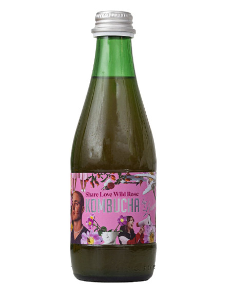 KOMBUCHA Z SOKIEM Z DZIKIEJ RÓŻY (SHARE LOVE WILD ROSE) BIO 330 ml - KOMBUCHA BY LAURENT (PRODUKT SEZONOWY)