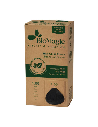 FARBA DO WŁOSÓW CZARNA (1.00) 250 g - BIOMAGIC