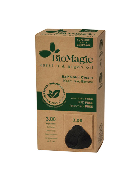 FARBA DO WŁOSÓW CIEMNY BRĄZ (3.00) 250 g - BIOMAGIC