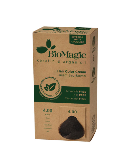 FARBA DO WŁOSÓW BRĄZ (4.00) 250 g - BIOMAGIC