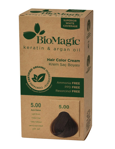 FARBA DO WŁOSÓW JASNY BRĄZ (5.00) 250 g - BIOMAGIC