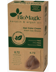 FARBA DO WŁOSÓW JASNY BEŻOWY BLOND (8.72) 250 g - BIOMAGIC