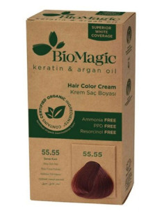 FARBA DO WŁOSÓW GŁĘBOKA CIEMNA CZERWIEŃ (55.55) 250 g - BIOMAGIC