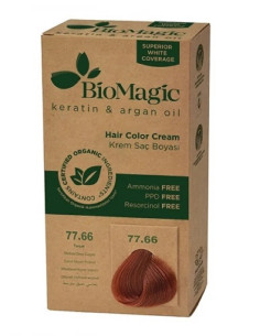 FARBA DO WŁOSÓW ŚREDNIO CIEMNA MIEDŹ (77.66) 250 g - BIOMAGIC