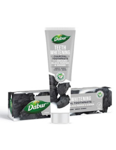PASTA DO ZĘBÓW WYBIELAJĄCA WĘGLOWA Z PIEPRZEM I IMBIREM BEZ FLUORU 100 ml - DABUR