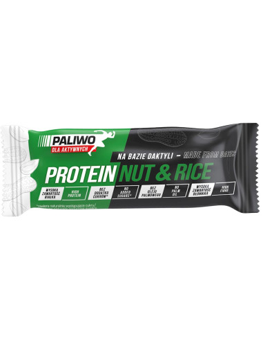 BATON PROTEINOWY ORZECHOWY Z BIAŁKIEM RYŻOWYM 50 g - PALIWO DLA AKTYWNYCH
