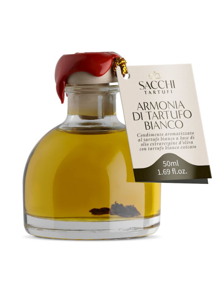 PRZYPRAWA NA BAZIE OLIWY Z OLIWEK Z TRUFLĄ BIAŁĄ 50 ml - SACCHI TARTUFI