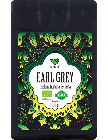 HERBATA ZIELONA LIŚCIASTA EARL GREY BIO 100 g - ECOBLIK