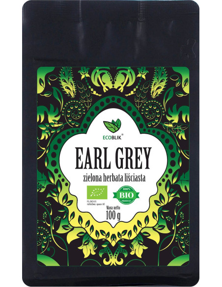 HERBATA ZIELONA LIŚCIASTA EARL GREY BIO 100 g - ECOBLIK