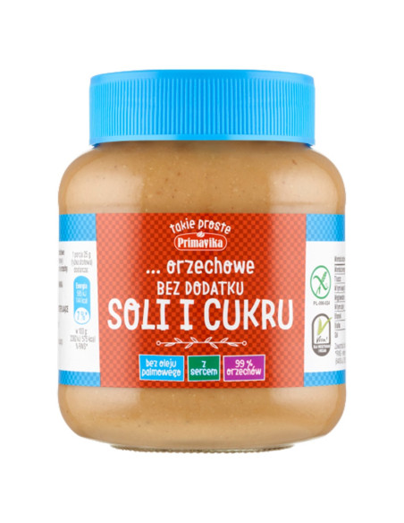 KREM Z ORZESZKÓW ZIEMNYCH PRAŻONYCH BEZ DODATKU SOLI I CUKRU BEZGLUTENOWY 350 g - PRIMAVIKA