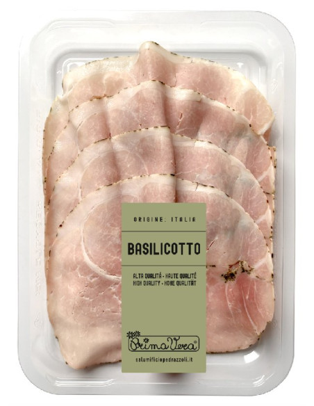 SZYNKA GOTOWANA PROSCIUTTO COTTO Z BAZYLIĄ PLASTRY BEZGLUTENOWA BIO 100 g - PRIMAVERA