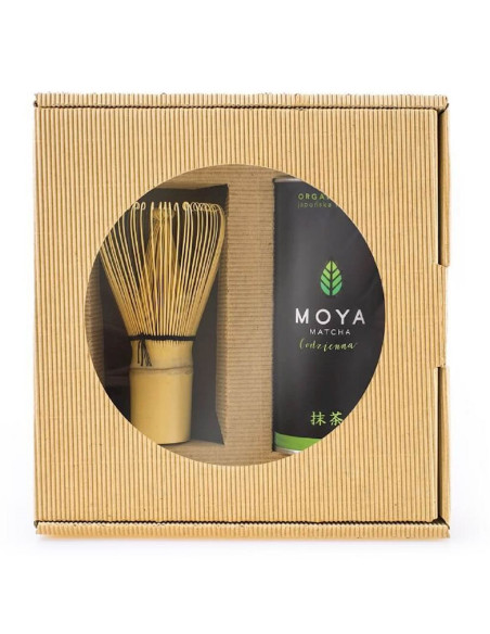 ZESTAW HERBATA ZIELONA MATCHA CODZIENNA JAPOŃSKA BIO 30 g & MIOTEŁKA BAMBUSOWA CHASEN - MOYA MATCHA