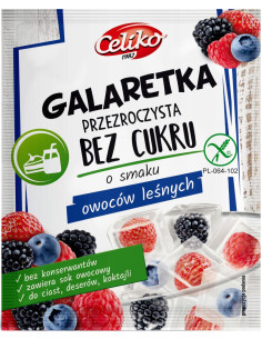 GALARETKA PRZEZROCZYSTA BEZ CUKRU O SMAKU OWOCÓW LEŚNYCH BEZGLUTENOWA 14 g - CELIKO
