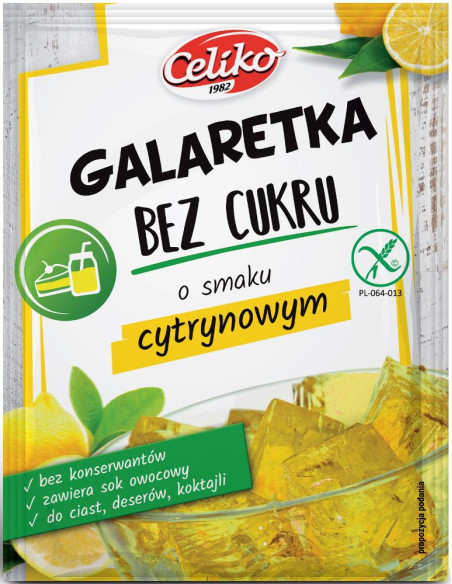 GALARETKA BEZ CUKRU O SMAKU CYTRYNOWYM BEZGLUTENOWA 14 g - CELIKO
