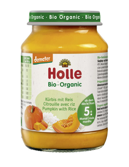 DYNIA - RYŻ BEZ DODATKU CUKRÓW BEZGLUTENOWE OD 5 MIESIĄCA DEMETER BIO 190 g (SŁOIK) - HOLLE