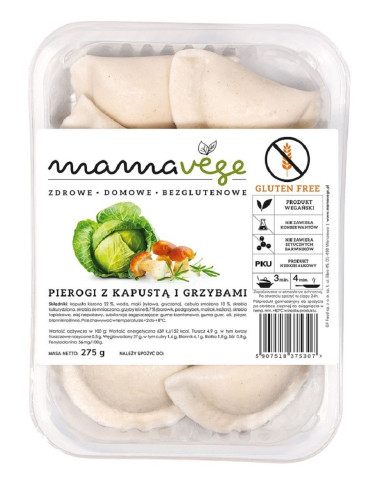 PIEROGI Z KAPUSTĄ I GRZYBAMI BEZGLUTENOWE 275 g - MAMA VEGE