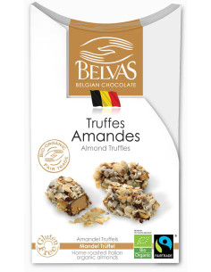 CZEKOLADKI BELGIJSKIE TRUFLE Z MIGDAŁAMI FAIR TRADE BEZGLUTENOWE BIO 100 g - BELVAS