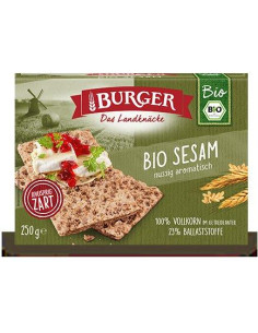 PIECZYWO CHRUPKIE BŁONNIKOWE ŻYTNIE RAZOWE Z SEZAMEM BIO 250 g - BURGER