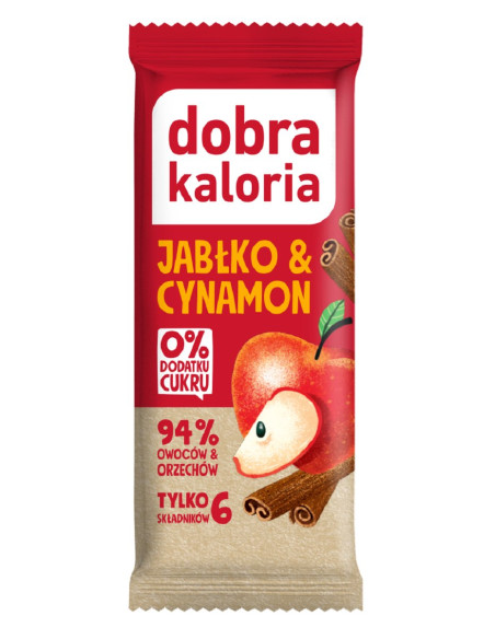 BATON DAKTYLOWY JABŁKO & CYNAMON BEZ DODATKU CUKRÓW 35 g -  DOBRA KALORIA