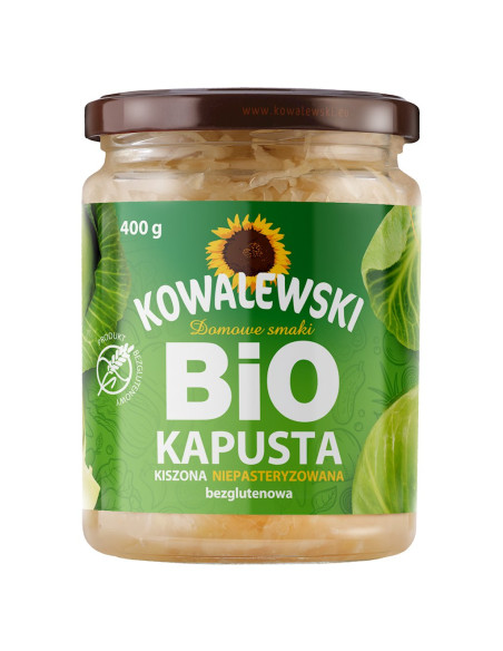 KAPUSTA KISZONA ŻYWA NIEPASTERYZOWANA BEZGLUTENOWA BIO 400 g - KOWALEWSKI