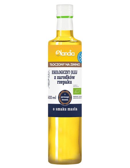 OLEJ Z ZARODKÓW RZEPAKU O SMAKU MASŁA TŁOCZONY NA ZIMNO BIO 500 ml - OLANDIA