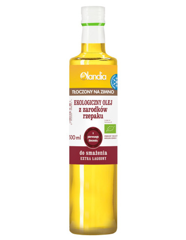 OLEJ Z ZARODKÓW RZEPAKU DO SMAŻENIA TŁOCZONY NA ZIMNO BIO 500 ml - OLANDIA