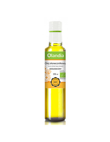 OLEJ SŁONECZNIKOWY TŁOCZONY NA ZIMNO BIO 250 ml - OLANDIA