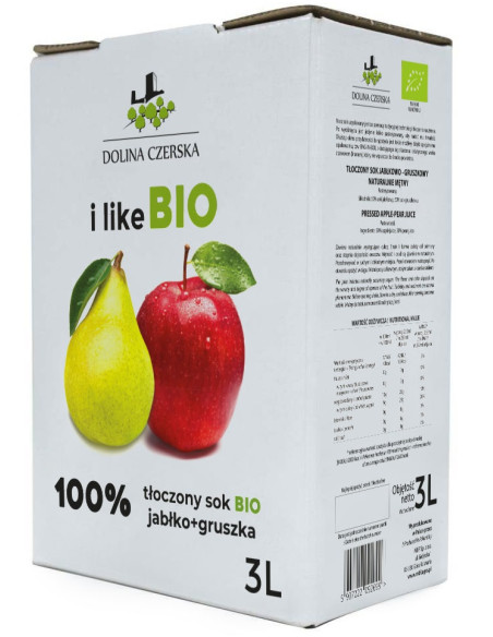 SOK JABŁKOWO - GRUSZKOWY NFC BIO 3 L - DOLINA CZERSKA