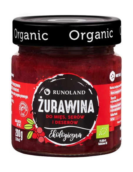 ŻURAWINA DO MIĘS, SERÓW I DESERÓW BIO 200 g - RUNOLAND