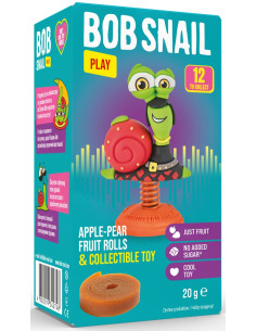 PRZEKĄSKA ROLL EAT & PLAY JABŁKO - GRUSZKA Z ZABAWKĄ BEZGLUTENOWA 20 g - BOB SNAIL