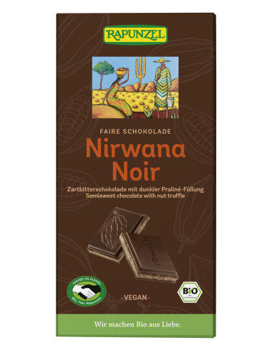 CZEKOLADA GORZKA Z NADZIENIEM PRALINOWYM NIRWANA BIO 100 g - RAPUNZEL