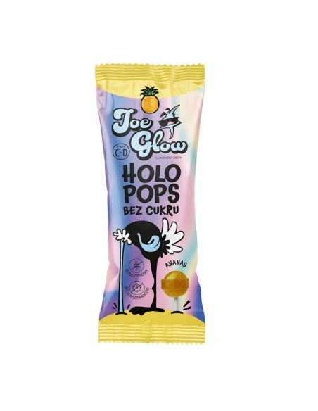 LIZAK KULKA HOLO POPS O SMAKU ANANASOWYM Z WITAMINĄ D I C BEZ CUKRU BEZGLUTENOWY 8 g - JOE GLOW