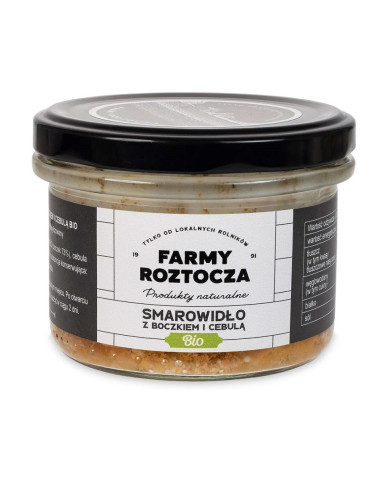 SMAROWIDŁO Z BOCZKIEM I CEBULĄ BIO 180 g (SŁOIK)  - FARMY ROZTOCZA